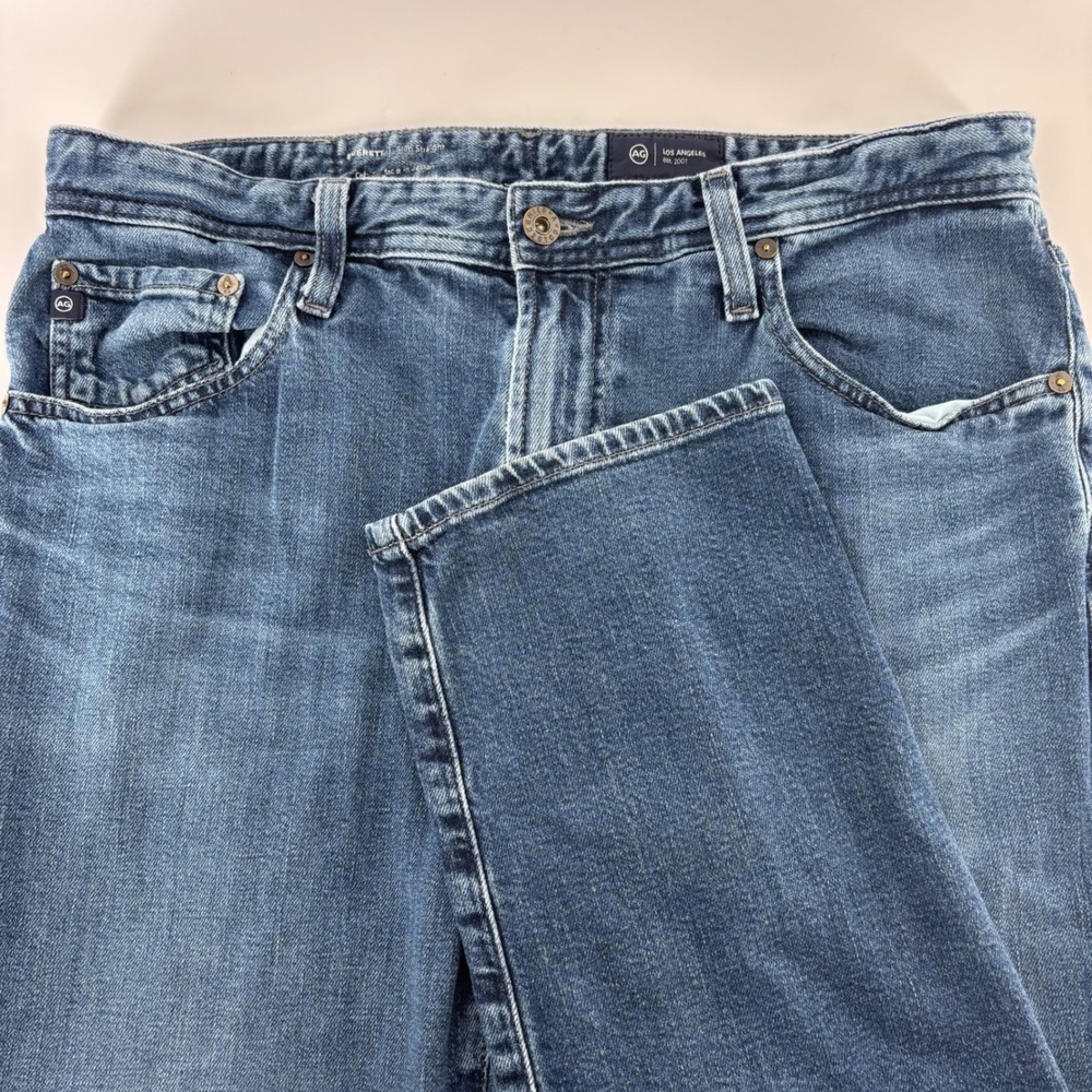 AG Adriano Goldschmied Everett Slim Straight Mens 34 Blue Stretch Denim Jeans